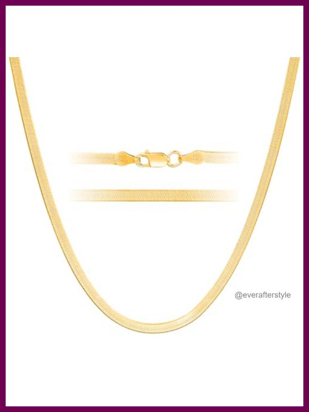 Gold Plated Sterling Silver Herringbone Necklace 3mm Chain for Women